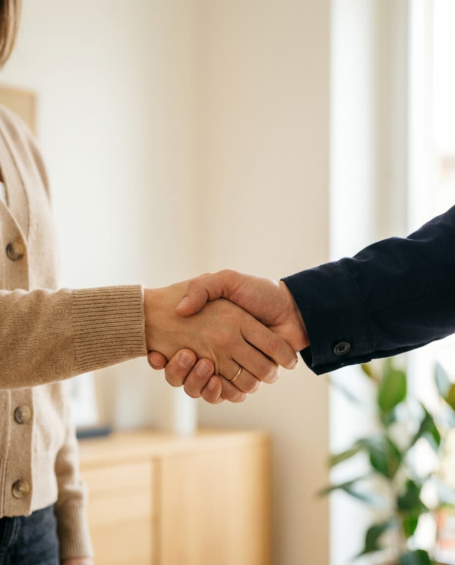 Cliente e professionista che si stringono la mano